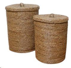 BASKET LAUNDRY BANANA LEAF W/LID L 40X40X70