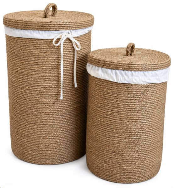 BASKET LAUNDRY BANANA LEAF W/LID L 40X40X70