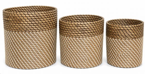 BLACK & WHITE MENDONG RATTAN BASKET  L 45X40