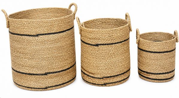 TUSK SEAGRASS BASKET NAT/BLACK M 35X40