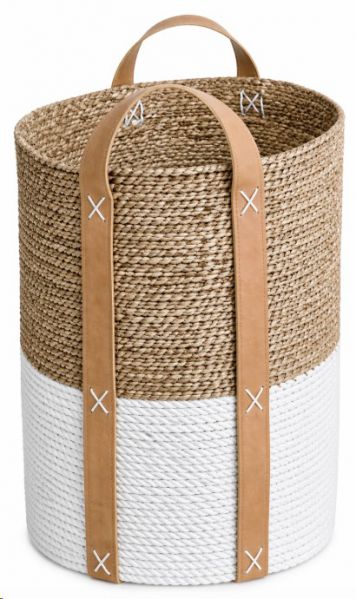 HESSIAN TWO-TONE SEAGRASS BASKET L 31X40