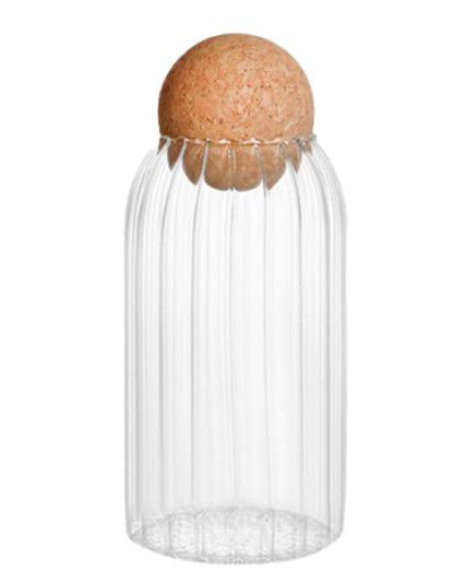 GLASS DECANTER WITH CORK BALL LID 750ML