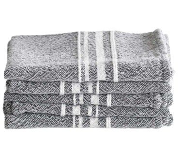 TOWEL SMALL COMTEMP CHARCOAL W/NATURAL STRIPES