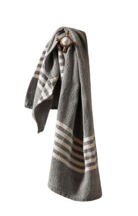 TOWEL MEDIUM CONTEMP CHARCOAL W/NATURAL STRIPES