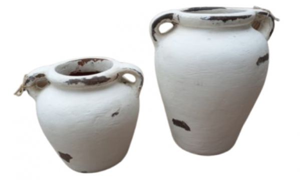 VASE TERRACOTTA AVA RUSTIQ WHITE L 28X28X33