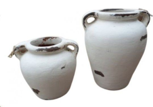 VASE TERRACOTTA AVA RUSTIQ WHITE L 28X28X33