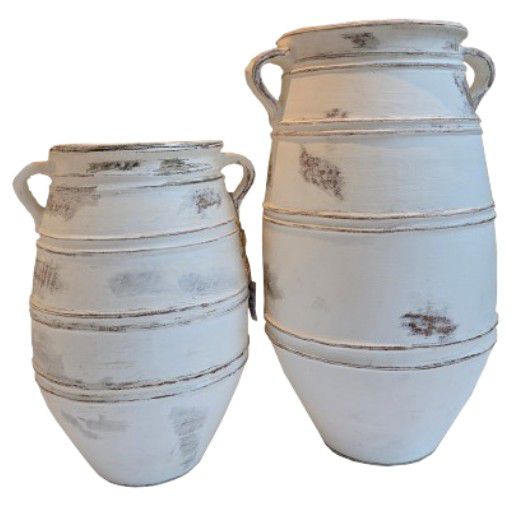 VASE TERRACOTTA BARON RUSTIQ WHITE L 56X61X89