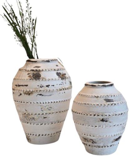 VASE TERRACOTTA NUSA RUSTIQ WHITE L 33X33X46