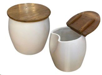 TABLE SIDE FC TEAK DRUM 57X57X56