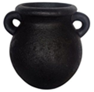 VASE TERRACOTTA BALL 2 HANDLE BLACK 29X23X28