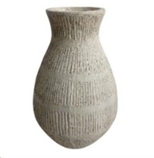 VASE TERRACOTTA CARVED CREAM 32X32X34