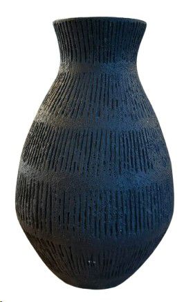 VASE TERRACOTTA CARVED BLACK 34X34X47