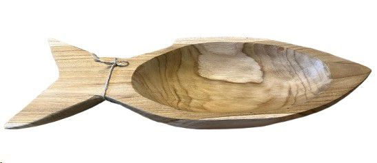 BOWL FISH TEAK NAT LARGE 60X15X7