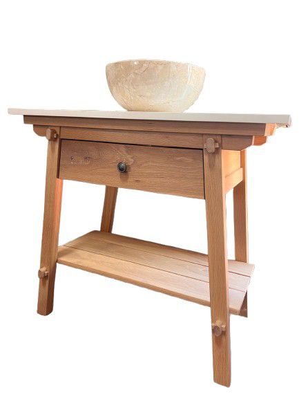 VANITY OAK STONE TOP 90X50X80