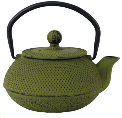 TEA POT CAST IRON GREEN DOTS 600ML