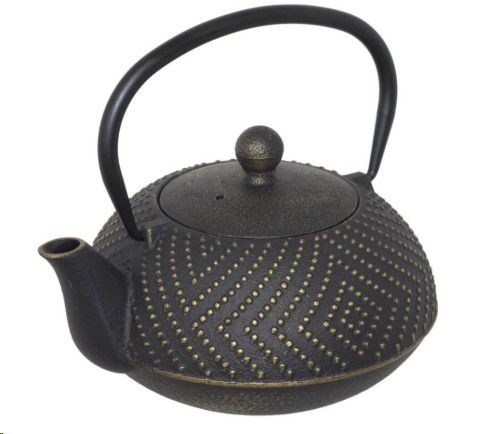 TEA POT CAST IRON BLACK DIAMOND DOT 900ML
