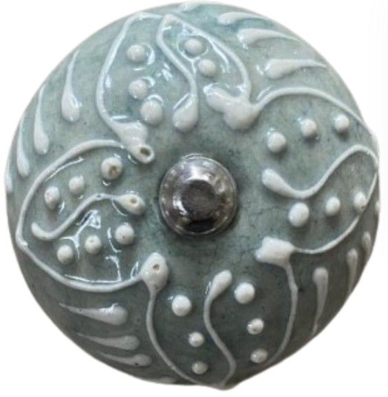 KNOB RAISED FLOWER ON SAGE