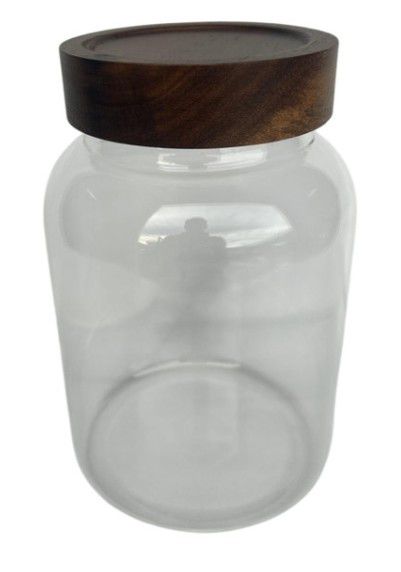 JAR GLASS WITH LID DARK BROWN 20cm H