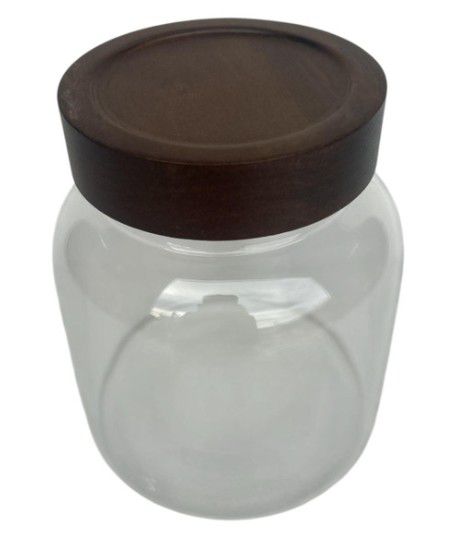 JAR GLASS WITH LID DARK BROWN 15cm