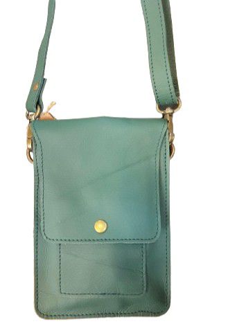 BAG LEATHER CELLPHONE GREEN 20X14