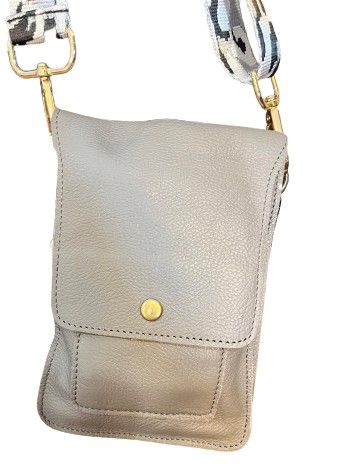 BAG LEATHER CELLPHONE LIGHT GREY 20X14