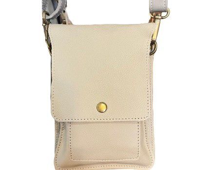 BAG LEATHER CELLPHONE LIGHT GREY 20X14