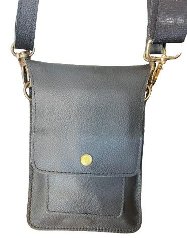 BAG LEATHER CELLPHONE BLACK 20X14