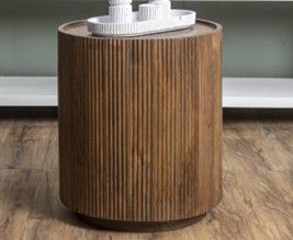 TABLE SIDE MANGO RIBBED 46X46X53