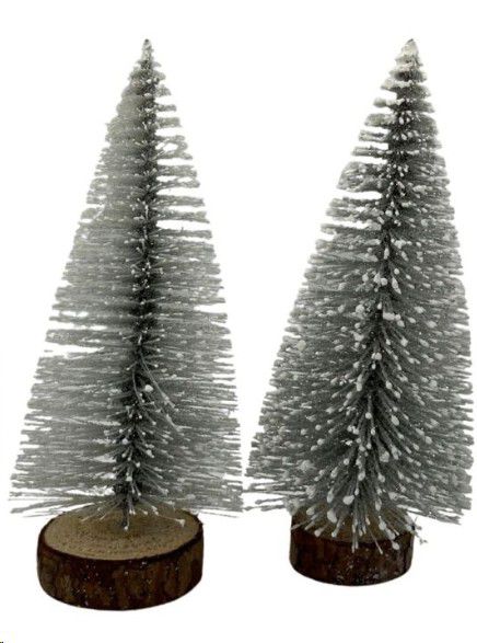 XMAS TREE SILVER PLASTIC WOOD SET 15CM
