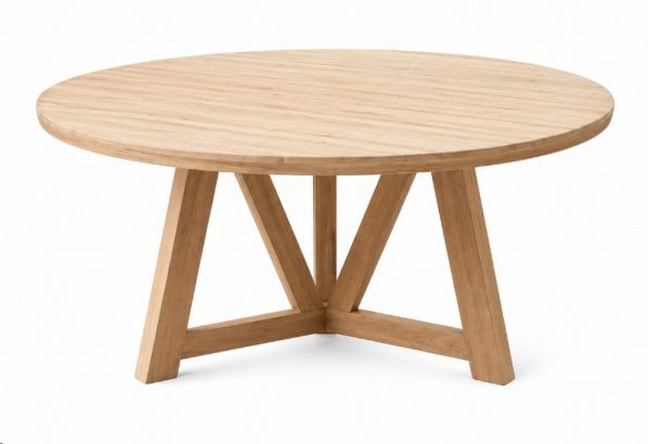 DANKE ROUND DINING TABLE TEAK SLATS 160DIA