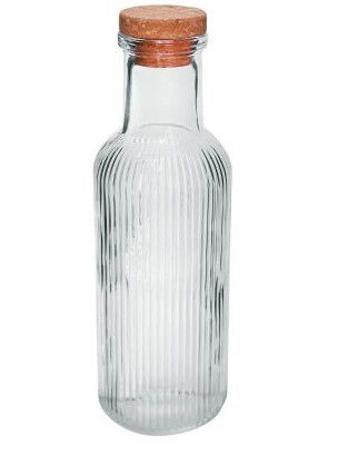 BOTTLE GLASS STRIPE WITH CORK 1L 28CMM