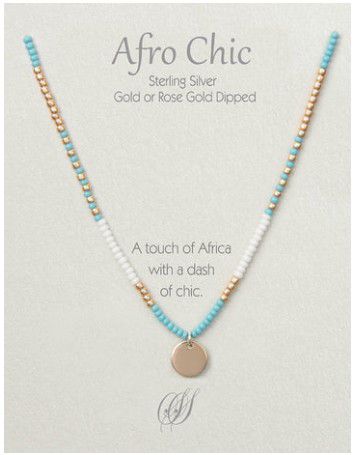 NECKLACE AFRI-CHIC ROSE GOLD, WHITE & TURQUOISE