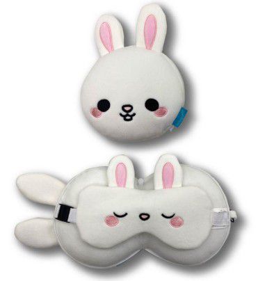 KIDS TRAVEL PILLOW & EYE MASK FRANCES THE RABBIT