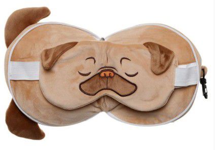 KIDS TRAVEL PILLOW & EYE MASK MOPPS PUG