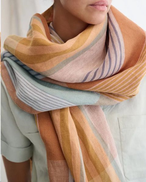 SCARF LINEN STRIPED JEWEL 60X190