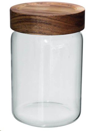 ACACIA GLASS JAR 800ML 15X10CM