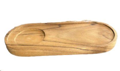 WOODEN PLATTER WITH CUP HOLDER 10X25