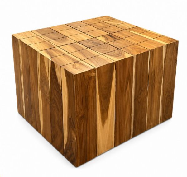 BEVIN BLOCK COFFEE TABLE TEAK 60X60X40