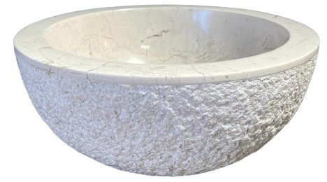 BASIN MARBLE WHITE RD ROUGH 35DIAx15CM H