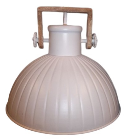 LIGHT PENDANT METAL WHITE WITH WOOD 41X41X37