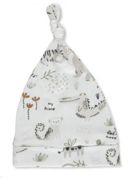 BABY BEANIE KNOT HI THERE WHITE 3-6M