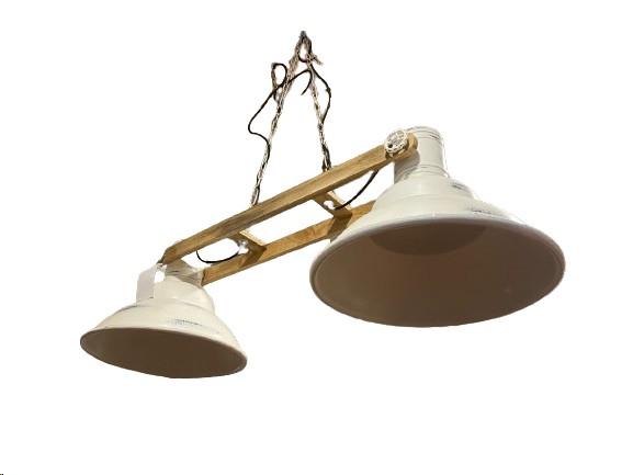 LIGHT PENDANT METAL 2 WOOD CREAM LARGE 80X30X28
