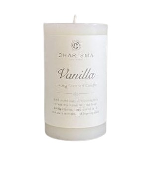 CANDLE C AROMA PILLAR 5.8x10cm VANILLA WHITE