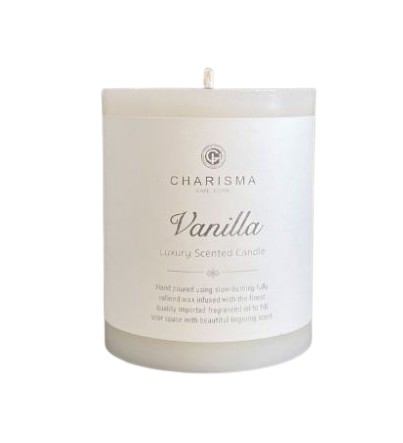 CANDLE C AROMA PILLAR 8.5x10cm VANILLA WHITE