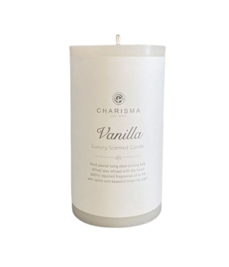 CANDLE C AROMA PILLAR 8.5x15cm VANILLA WHITE