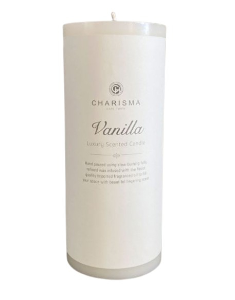 CANDLE C AROMA PILLAR 8.5x20cm VANILLA WHITE