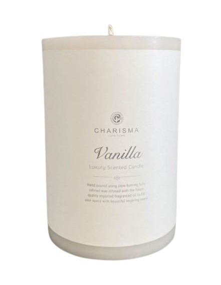 CANDLE C AROMA PILLAR 10.5x15cm VANILLA WHITE