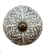 KNOB EMBOSSED WHITE ON GREY