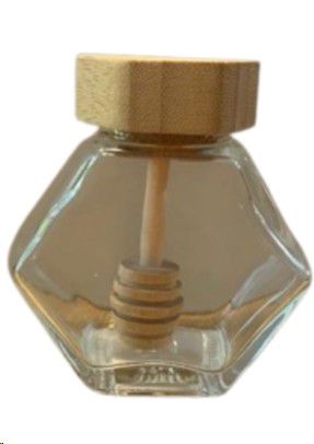 POT HONEY GLASS WOOD LID & SPOON 100ML