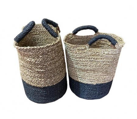 BASKET SEAGRASS NAT/BLACK L